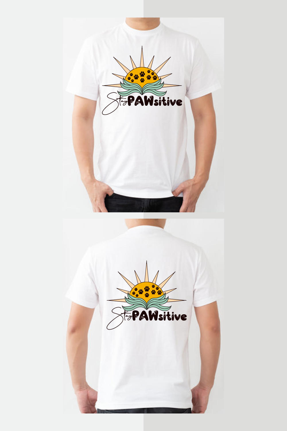 Stay Pawsitive t-shirt pinterest preview image.