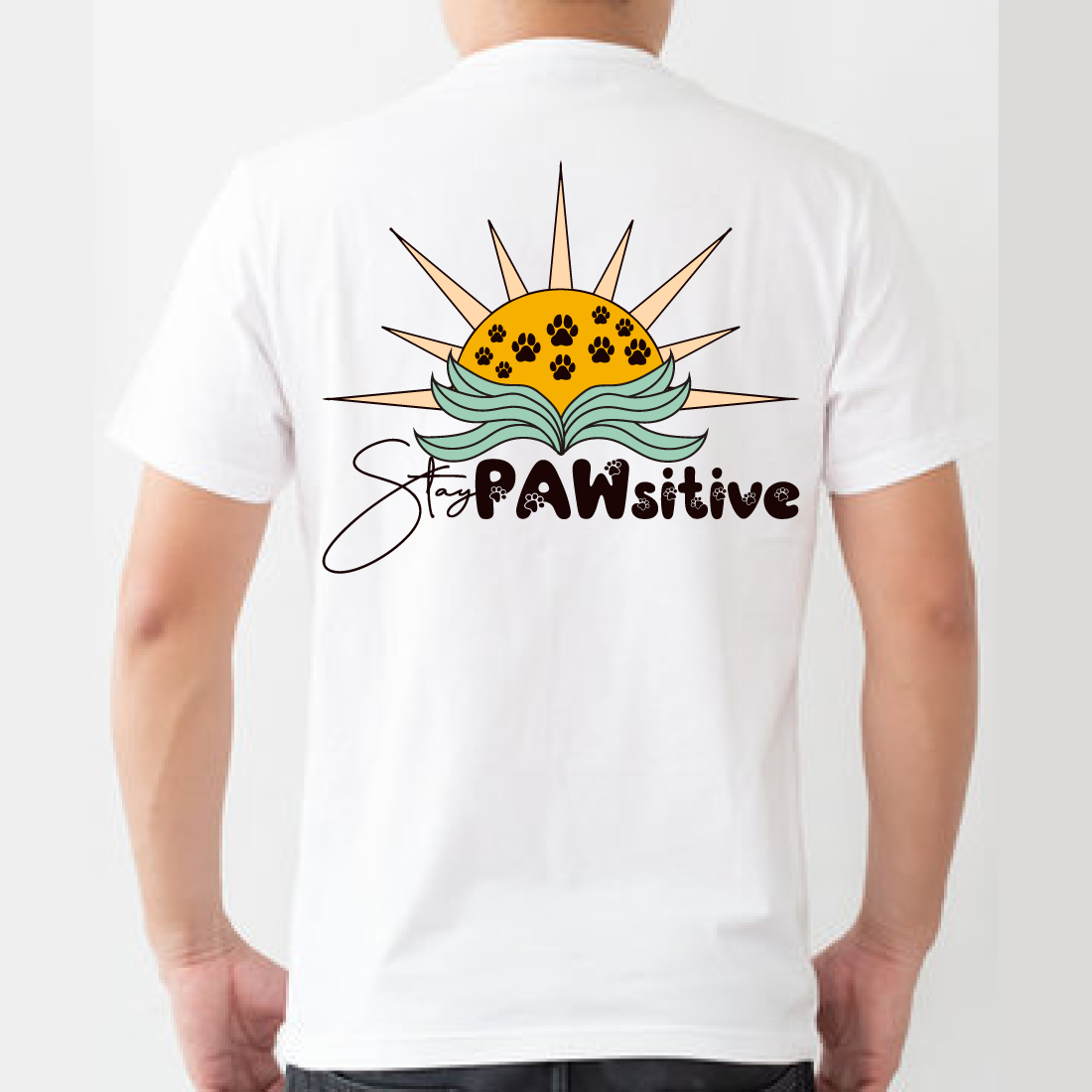 Stay Pawsitive t-shirt preview image.