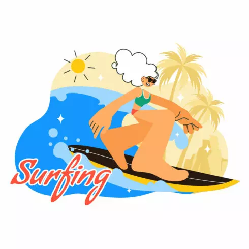 10 Summer Beach Surfing Illustration cover image.