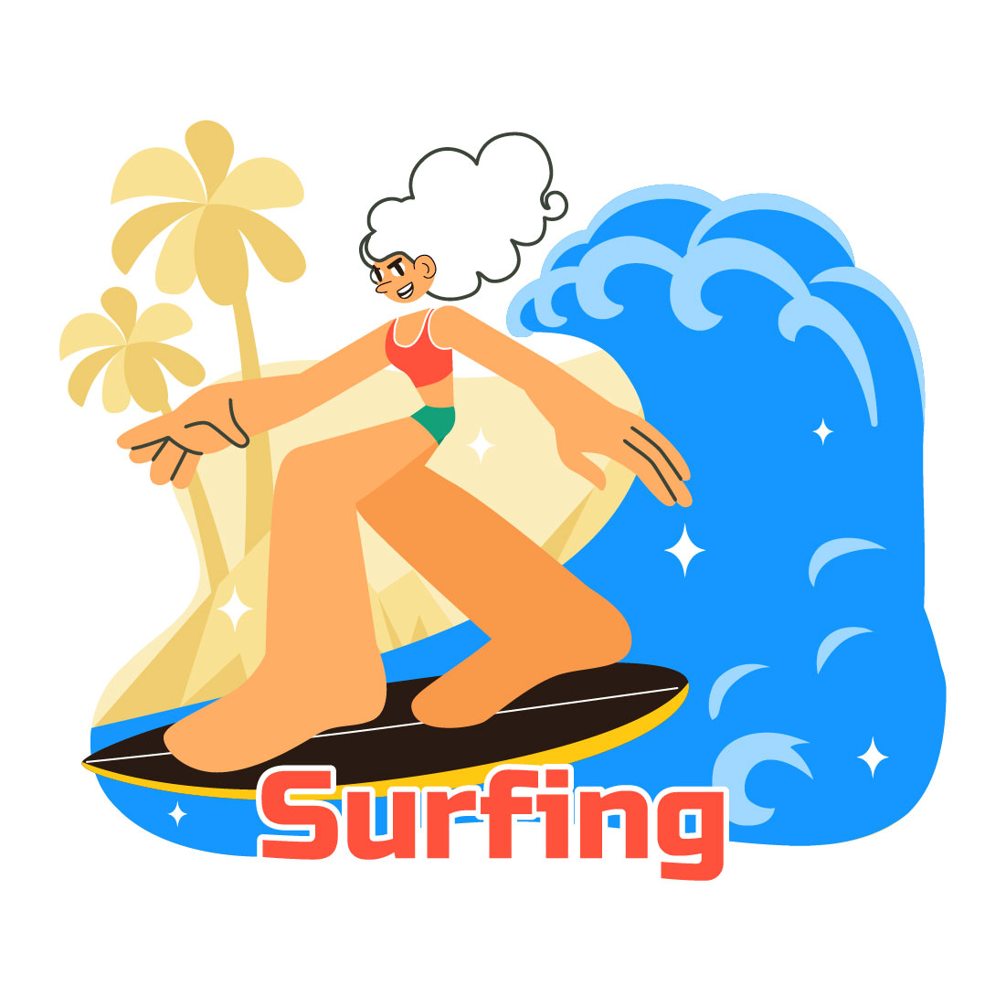 10 Summer Beach Surfing Illustration preview image.