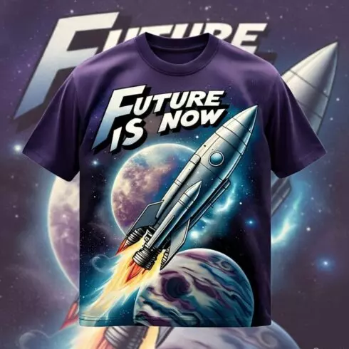 Future Is Now – Retro Sci-Fi Rocket T-Shirt cover image.