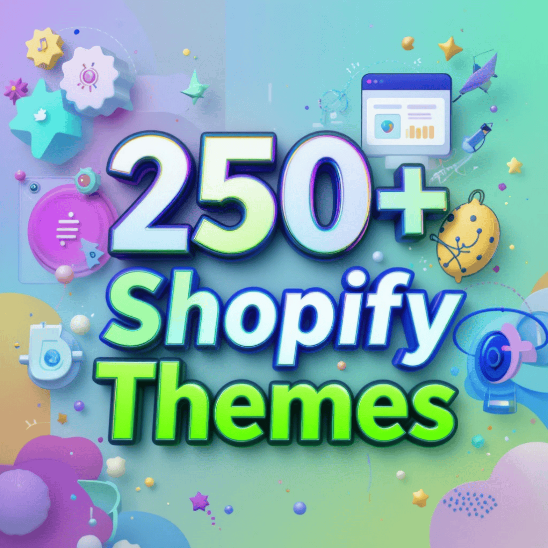 250+ Premium Shopify Themes Bundle – Fully Customizable & Mobile-Responsive Designs preview image.