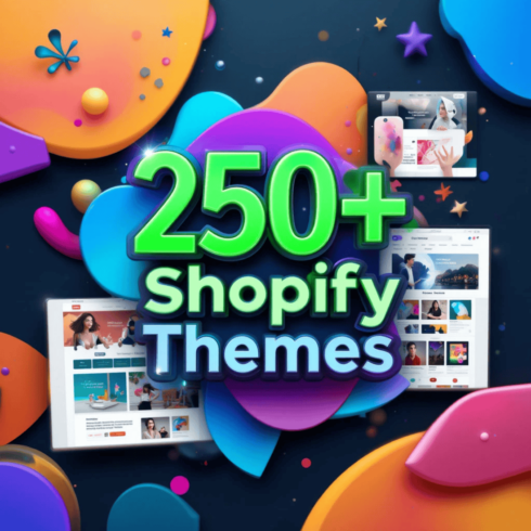 250+ Premium Shopify Themes Bundle – Fully Customizable & Mobile-Responsive Designs cover image.