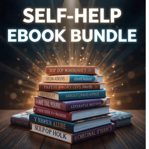 Self-Help eBook Bundle – 100+ Motivational & Personal Growth PDFs cover image.