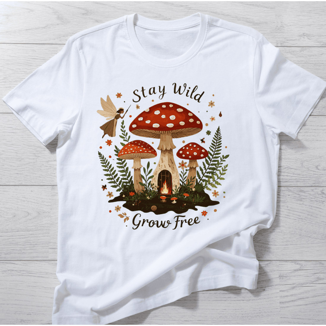 Enchanted Mushroom House Snail T-Shirt Design cover image.
