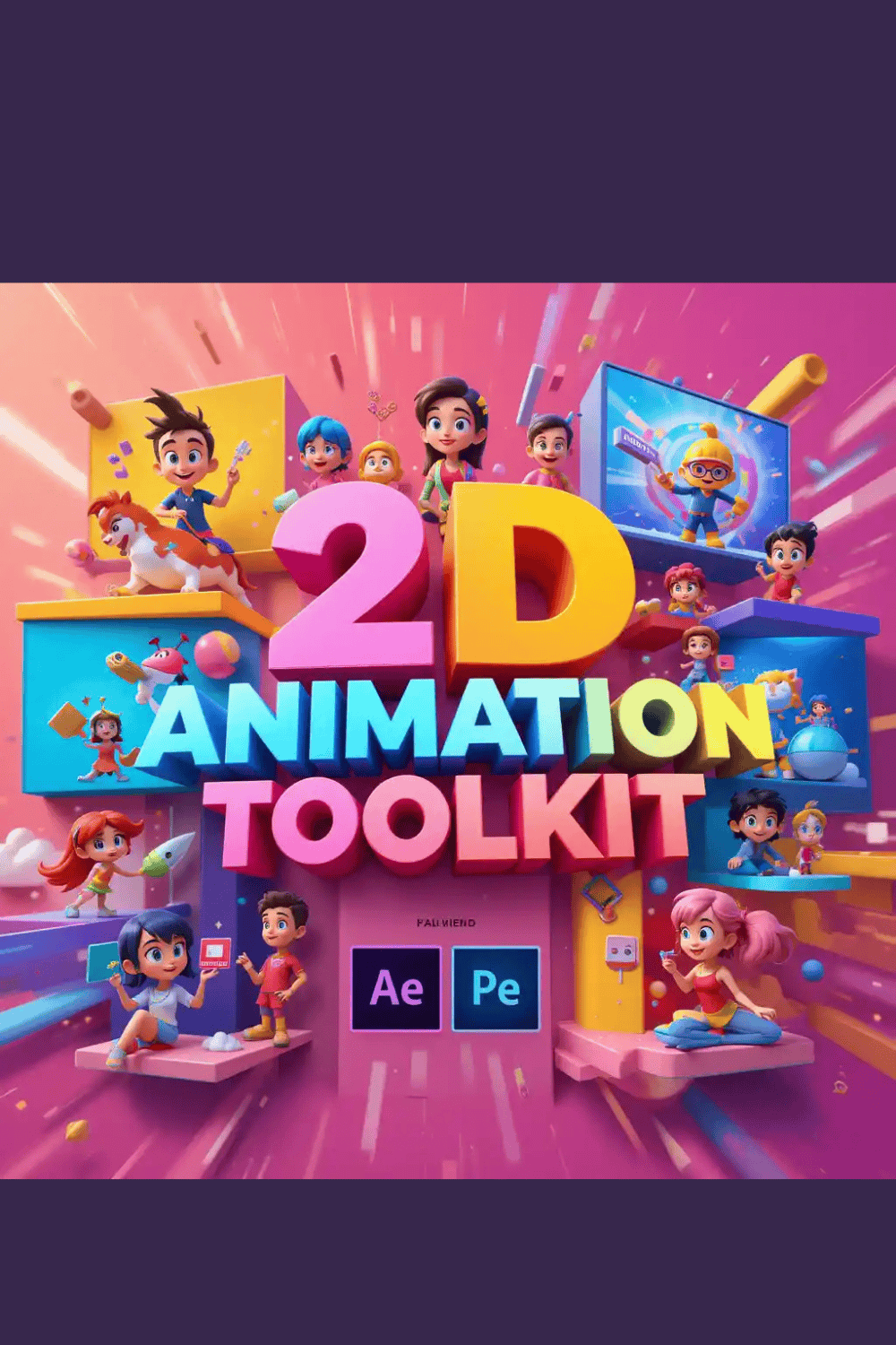 2D Animation Toolkit – Complete Bundle for Beginners & Professionals pinterest preview image.