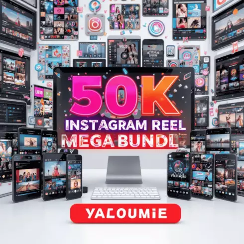 50K Instagram Reels Templates & Clips Mega Collection | Editable & Trending Content for Social Media cover image.
