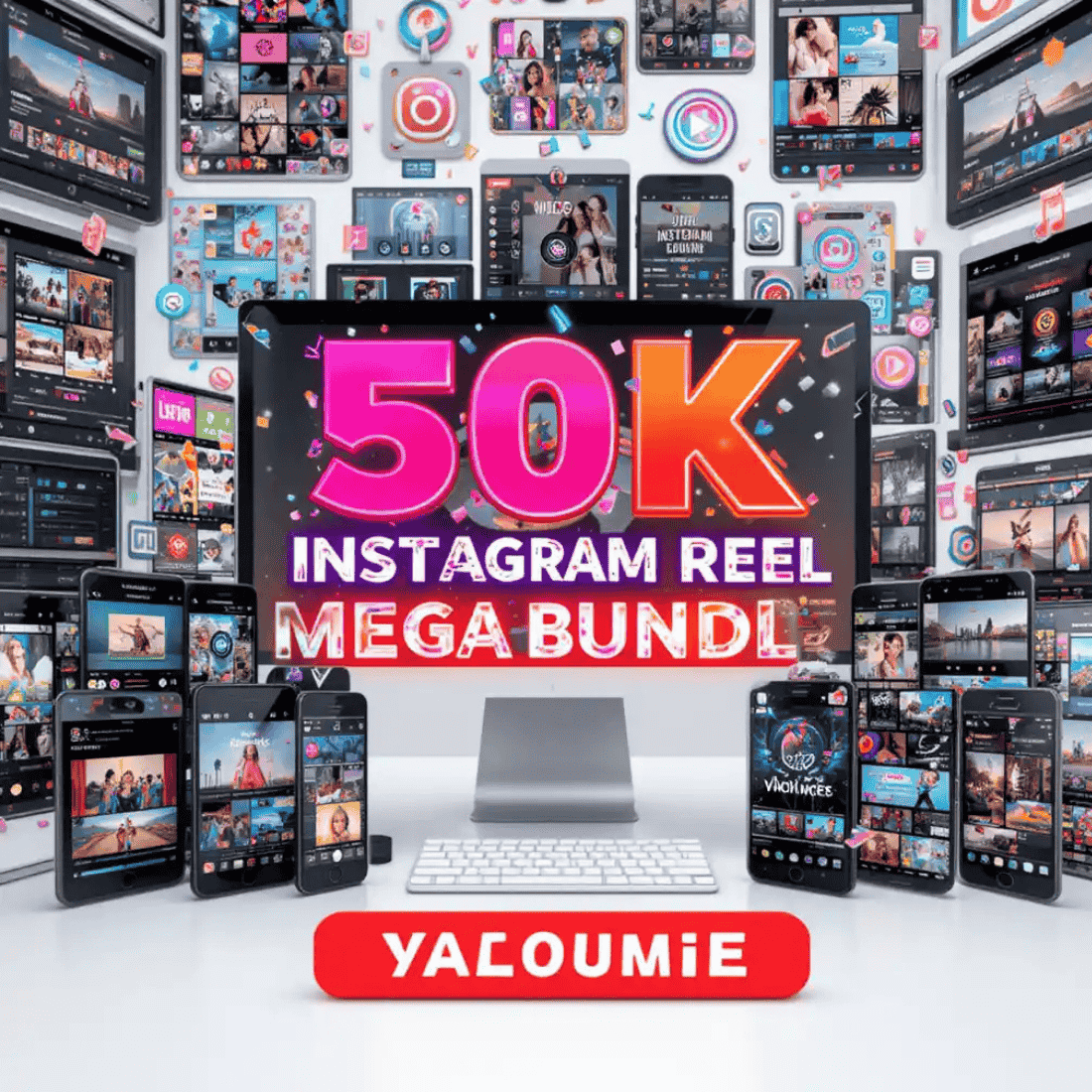 50K Instagram Reels Templates & Clips Mega Collection | Editable & Trending Content for Social Media cover image.