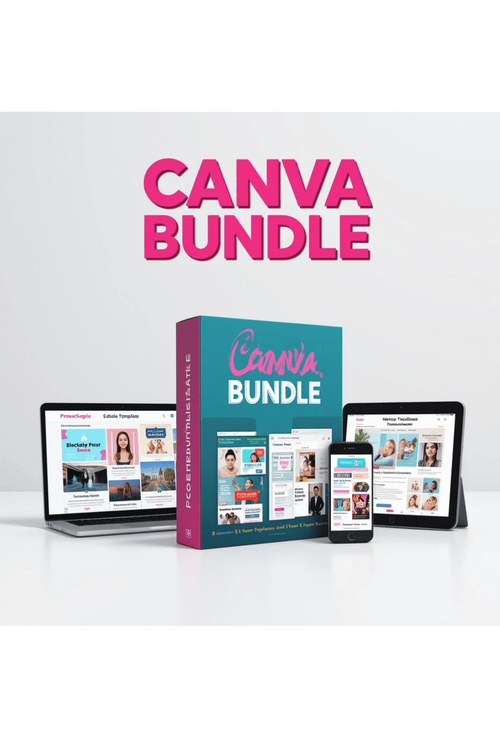 All-in-One Editable Canva Template Bundle | Social Media, YouTube, Flyers & More pinterest preview image.