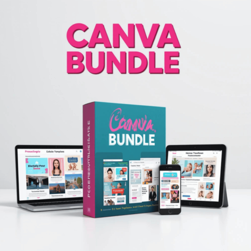 All-in-One Editable Canva Template Bundle | Social Media, YouTube, Flyers & More cover image.