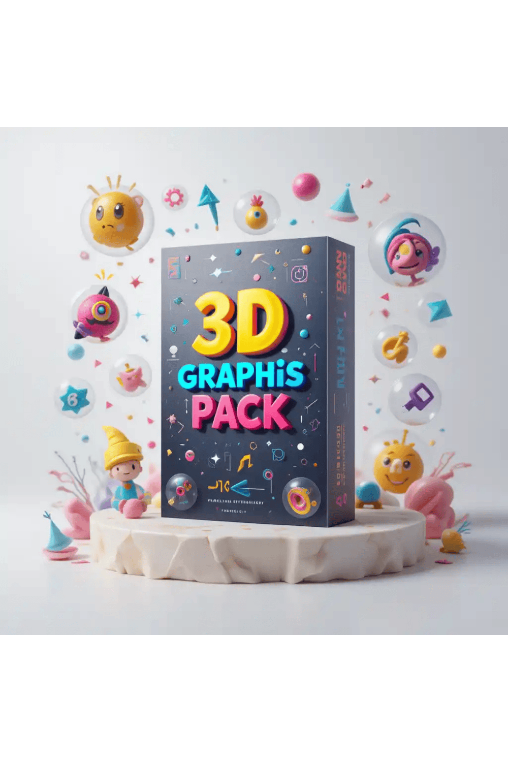 3D Graphics Pack | 1000+ High-Quality 3D Elements for Creators pinterest preview image.