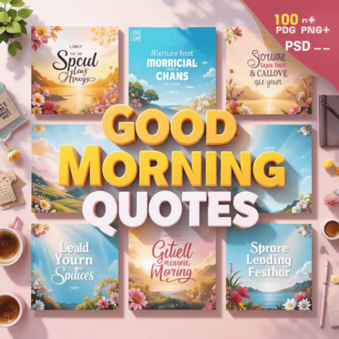 Good Morning Quotes Bundle – 100+ Ready-to-Post Motivational & Inspirational Designs cover image.