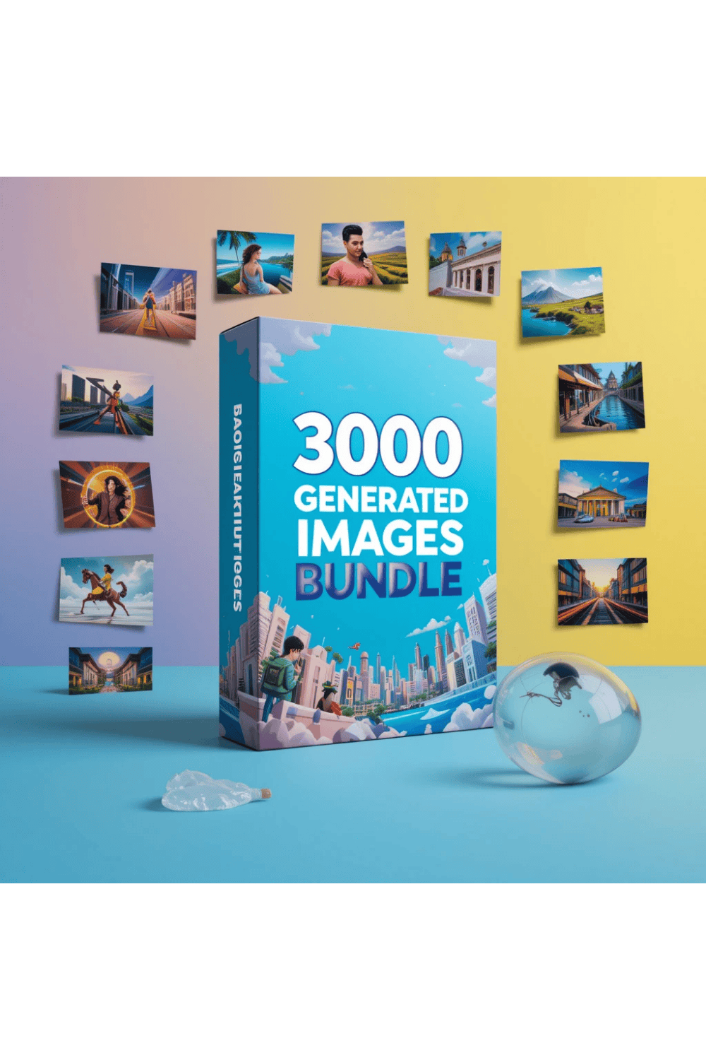 3000 AI-Generated Images Bundle | 10 Niches Collection pinterest preview image.