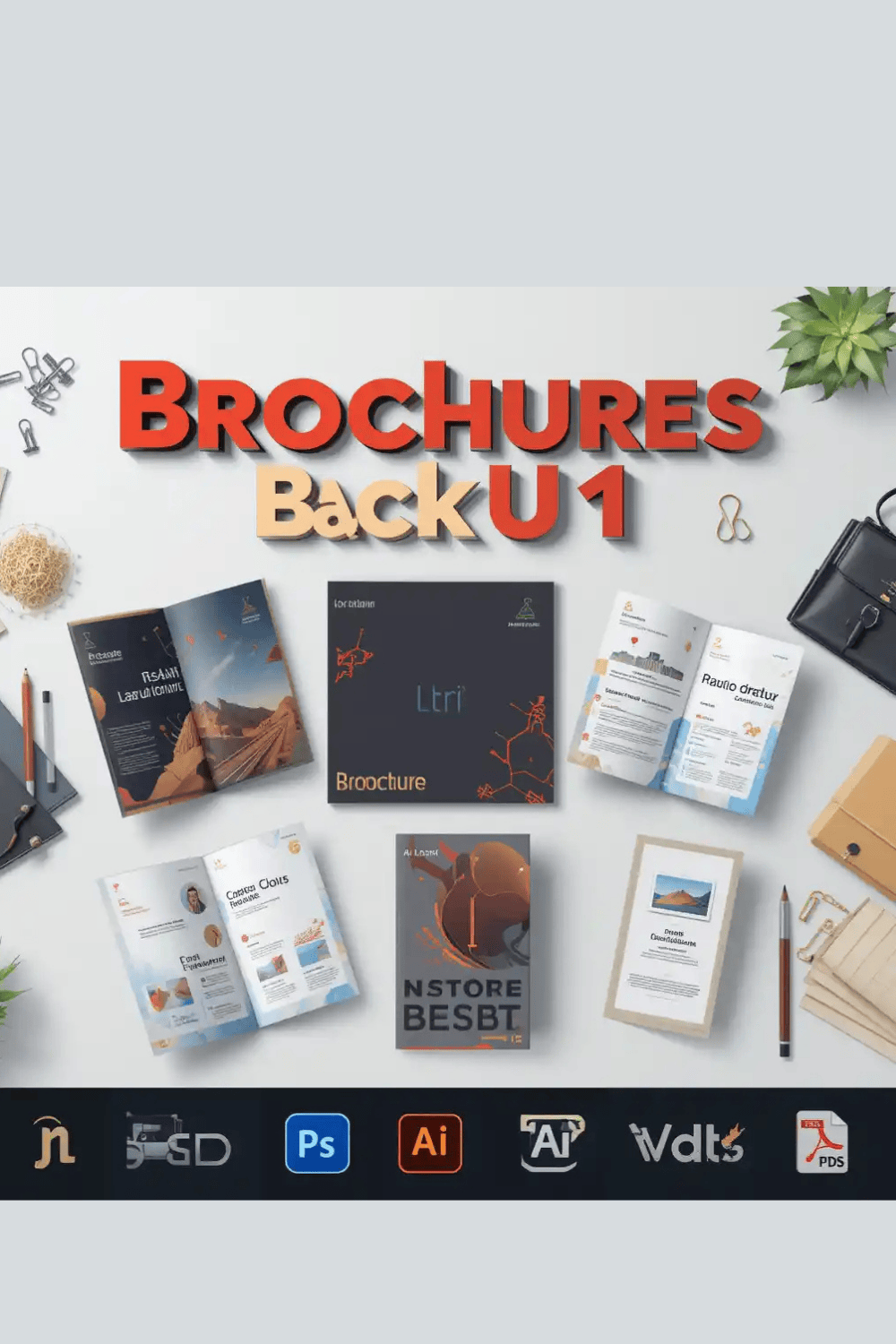 Brochures Pack 1 – Professional Trifold & Bifold Brochure Templates (PSD, AI, PDF) pinterest preview image.