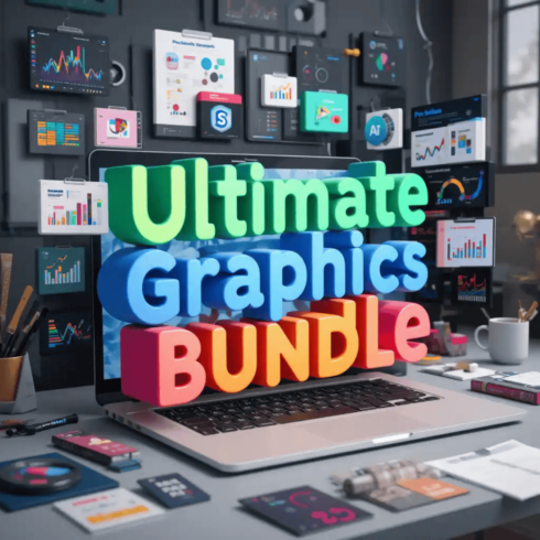 Ultimate Graphics Bundle – HD Icons, Motion Graphics, Infographics & Creative Assets Library cover image.