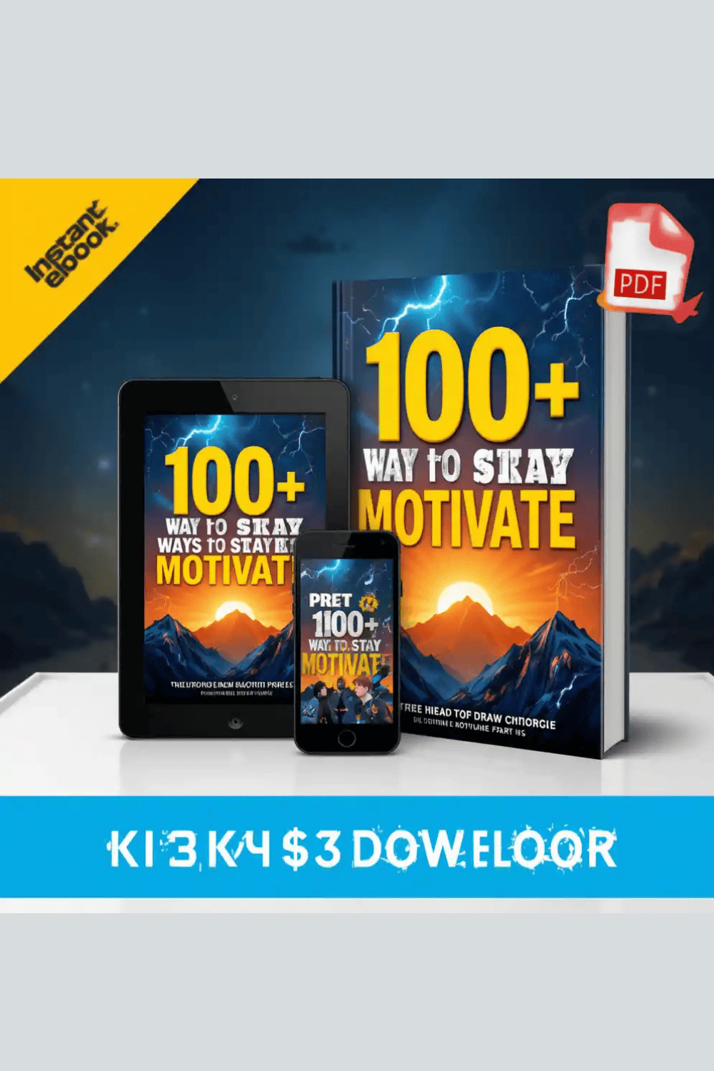 Motivation eBook – 100+ Powerful Ways to Stay Focused, Inspired & Driven Every Day pinterest preview image.