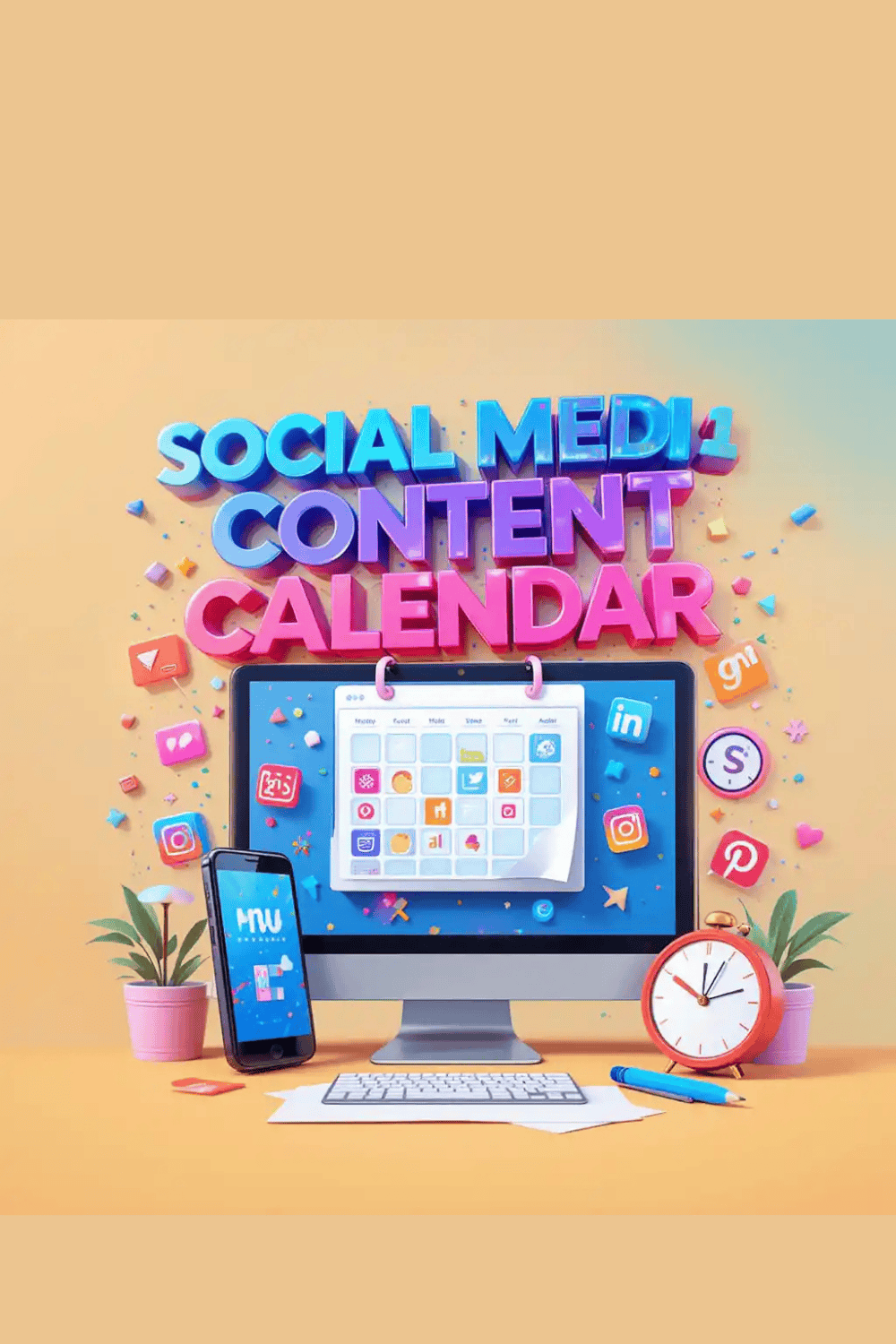 Social Media Content Calendar – Plan 365 Days of Posts in Minutes pinterest preview image.