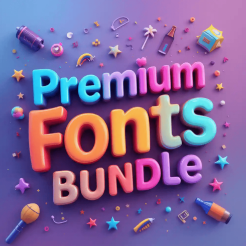 Premium Fonts Bundle – 1000+ Unique Fonts for All Your Design Needs cover image.