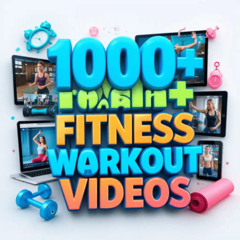 1000+ High-Quality Fitness Workout Videos – Full Body, Yoga, HIIT & More cover image.