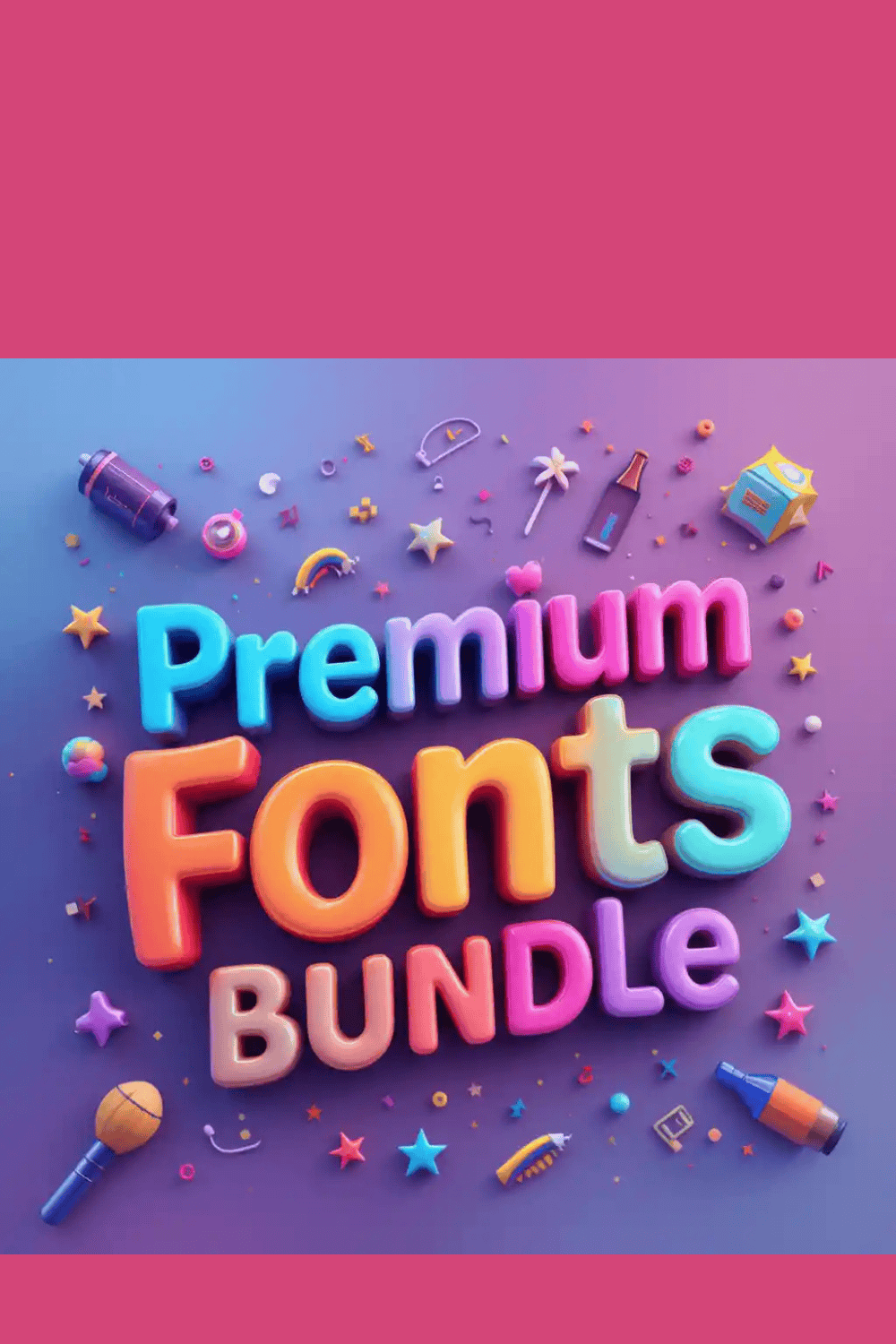 Premium Fonts Bundle – 1000+ Unique Fonts for All Your Design Needs pinterest preview image.
