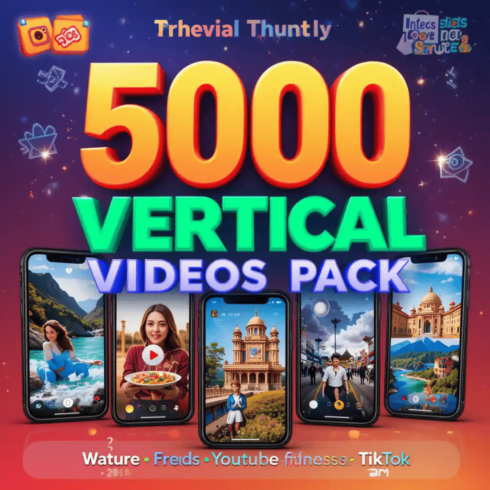 5000 Vertical Videos Pack – Ready-to-Use HD Reels & Shorts for Instagram, YouTube & TikTok cover image.