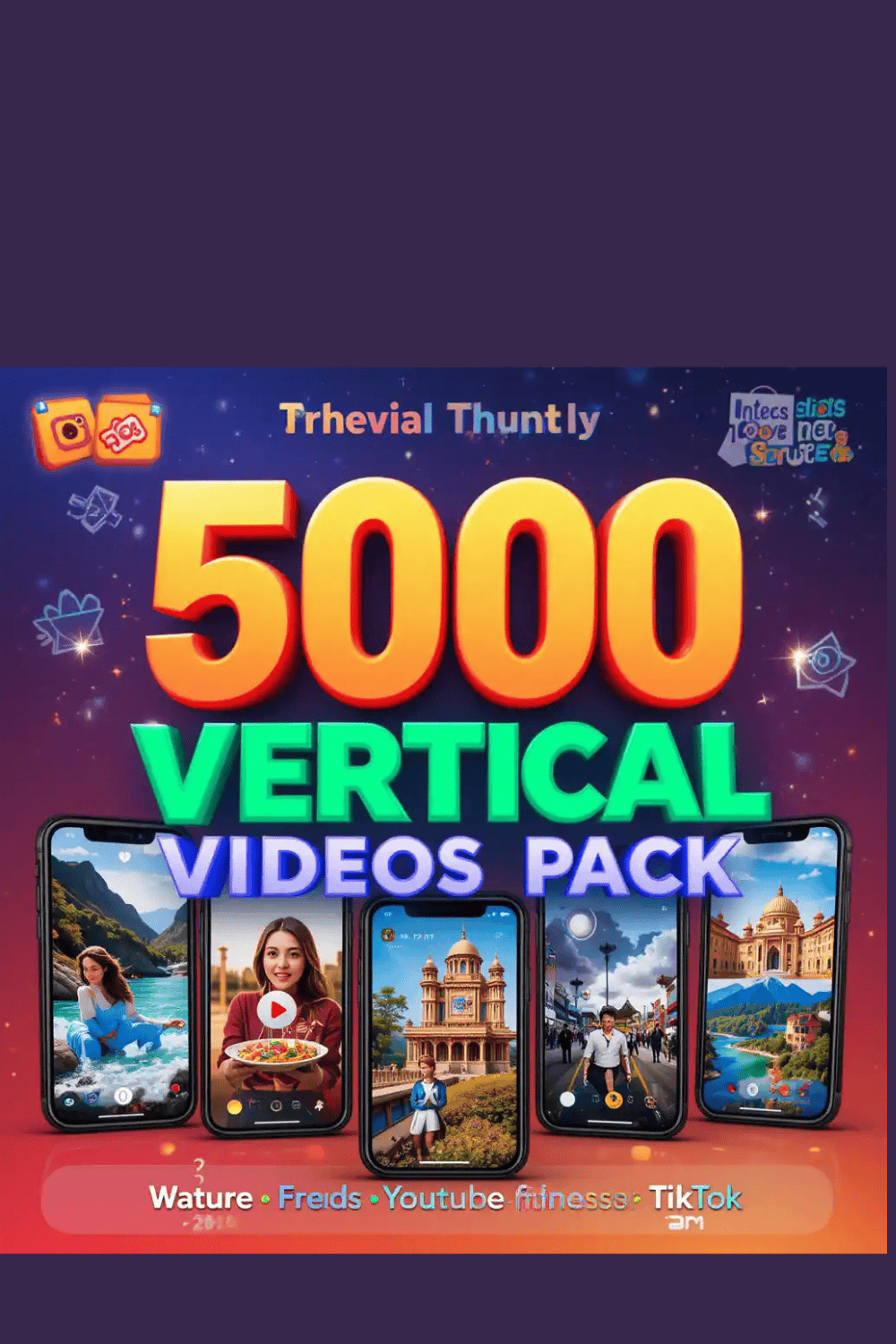 5000 Vertical Videos Pack – Ready-to-Use HD Reels & Shorts for Instagram, YouTube & TikTok pinterest preview image.
