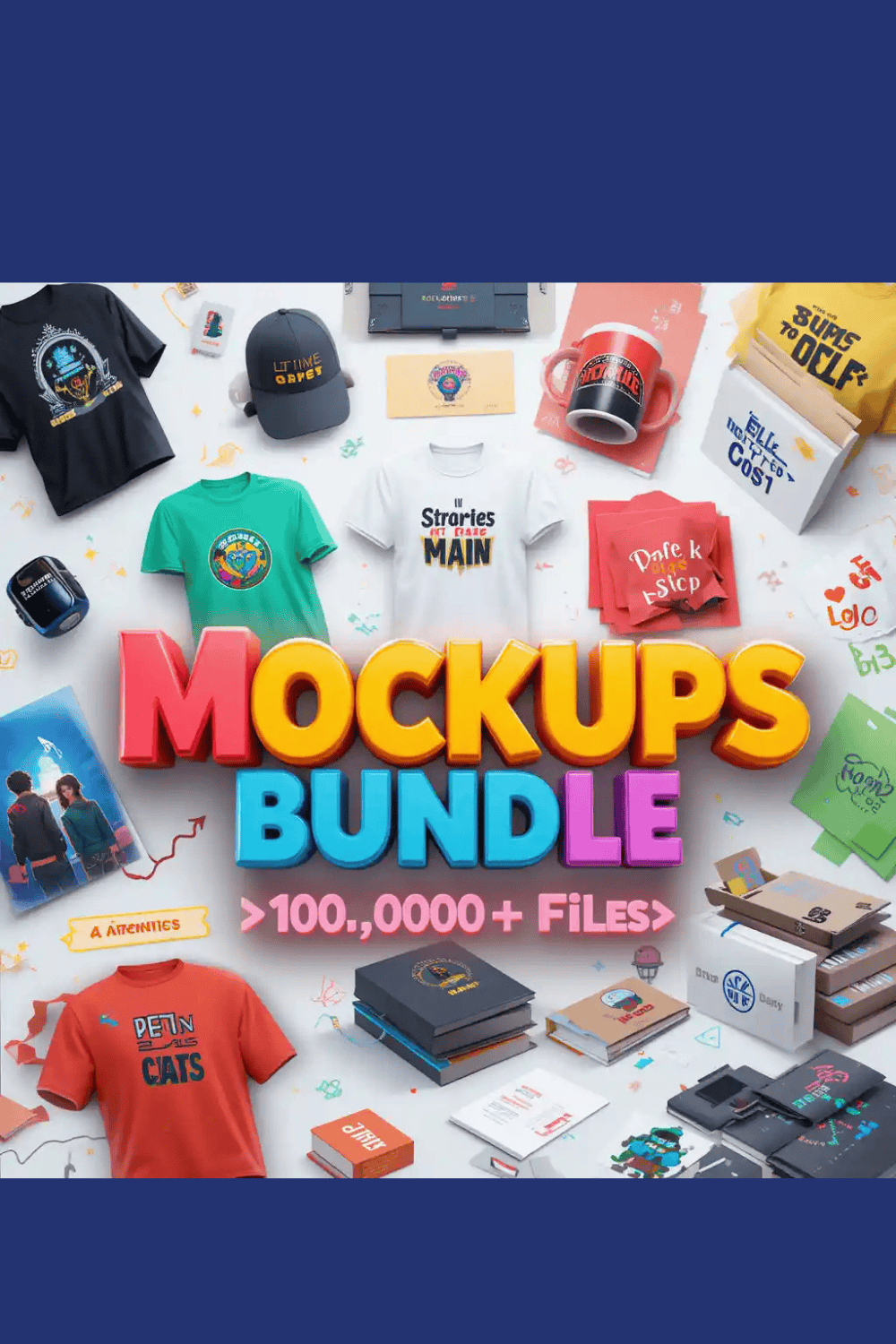 Premium Mockups Bundle – 10,000+ Editable PSD & PNG Files pinterest preview image.