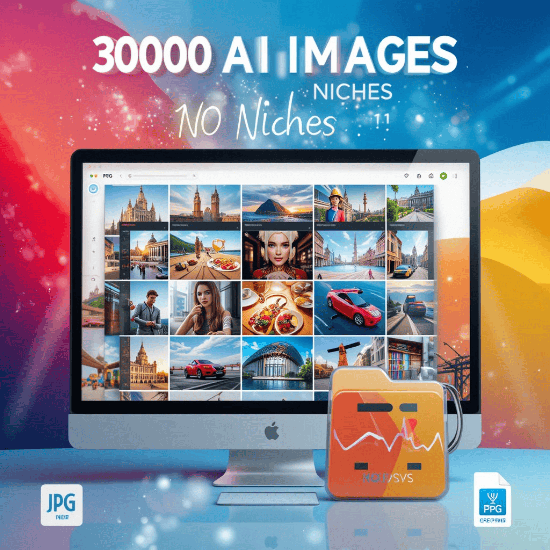 3000 AI-Generated Images Pack – 10 Profitable Niches for Digital Creators & Marketers cover image.