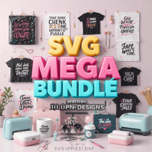 SVG Mega Bundle – 10,000+ Cut Files for Cricut, Silhouette & Print-on-Demand Designs cover image.
