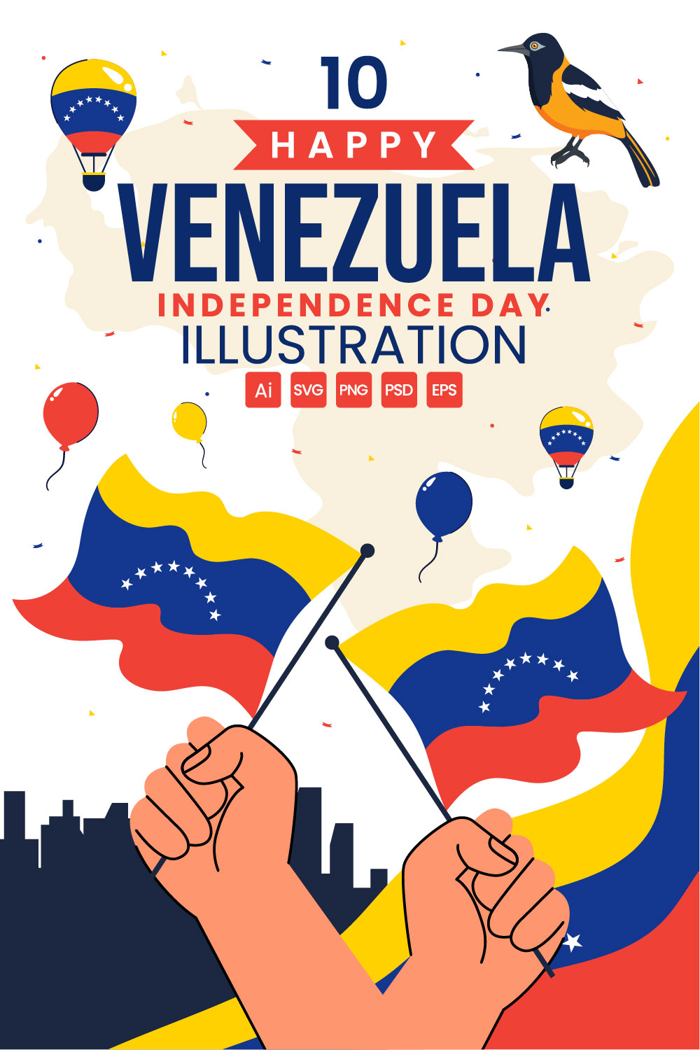 10 Venezuela Independence Day Illustration pinterest preview image.