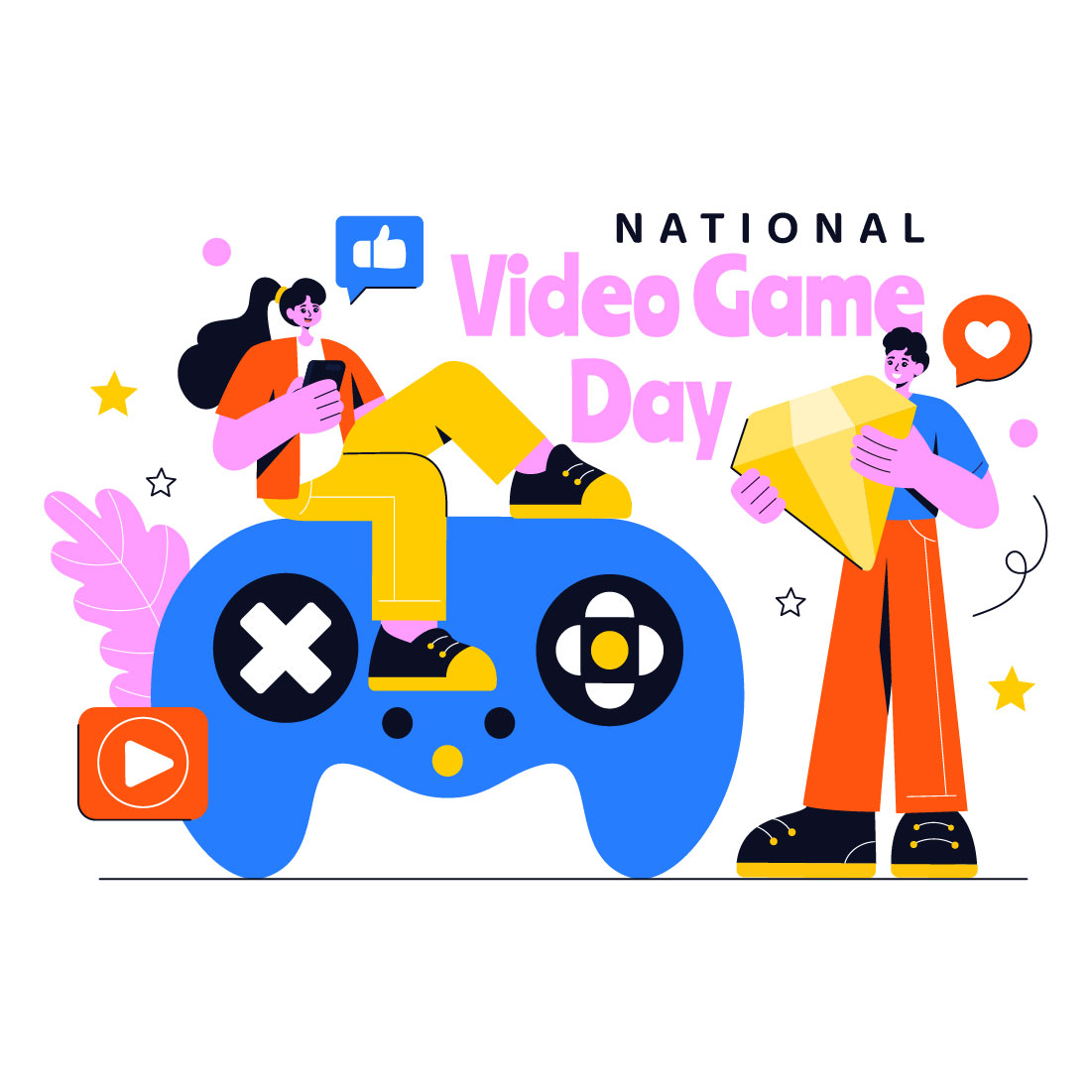 10 National Video Game Day Illustration preview image.