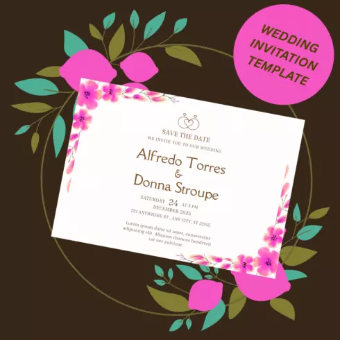Beautiful wedding invitation card cover image.