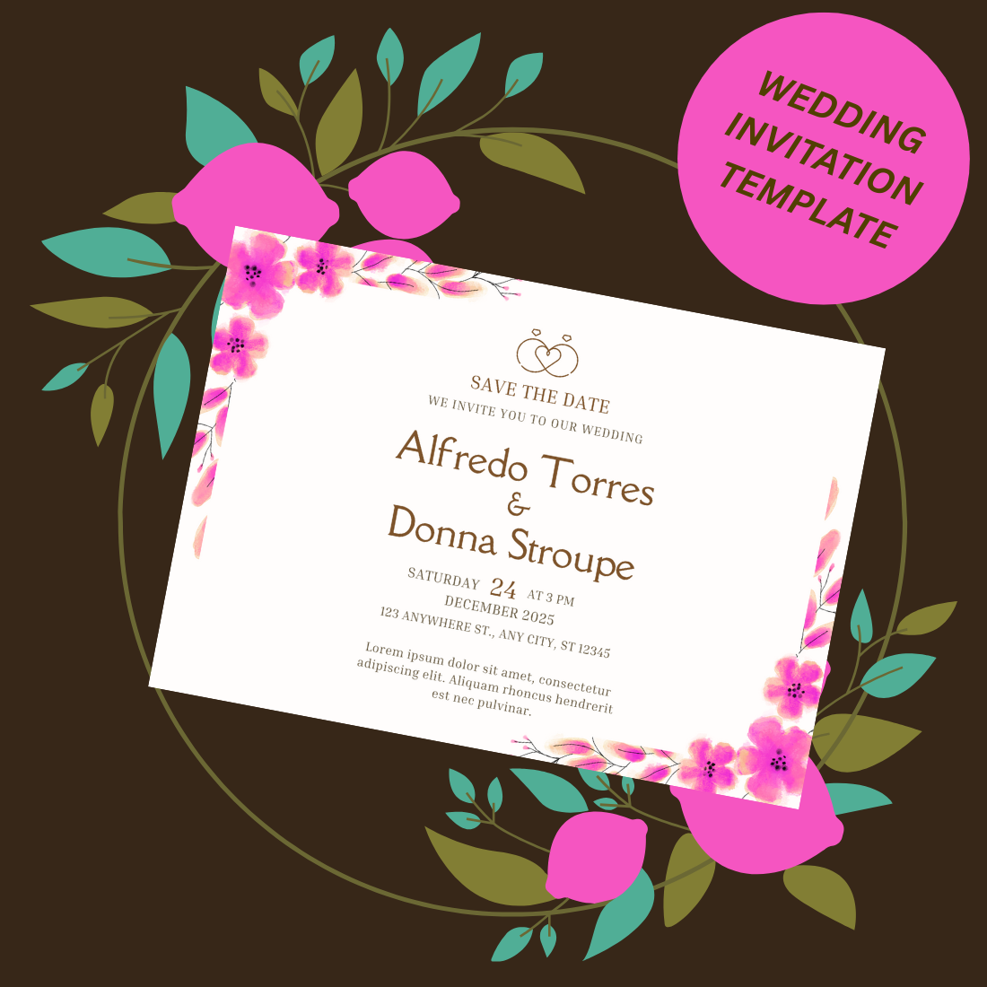 Beautiful wedding invitation card cover image.