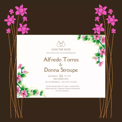 beautiful wedding invitation card cover image.