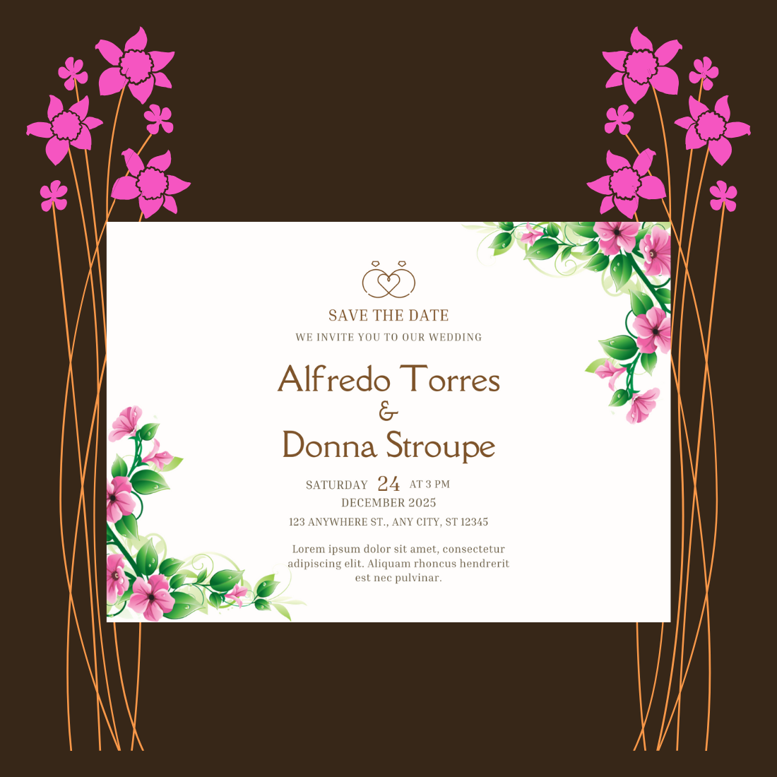 beautiful wedding invitation card cover image.