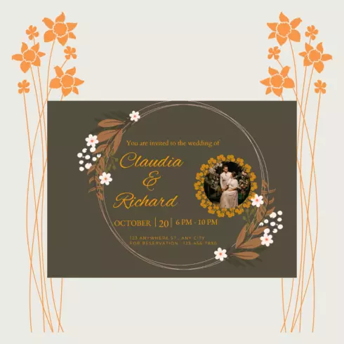 beautiful wedding invitation card cover image.