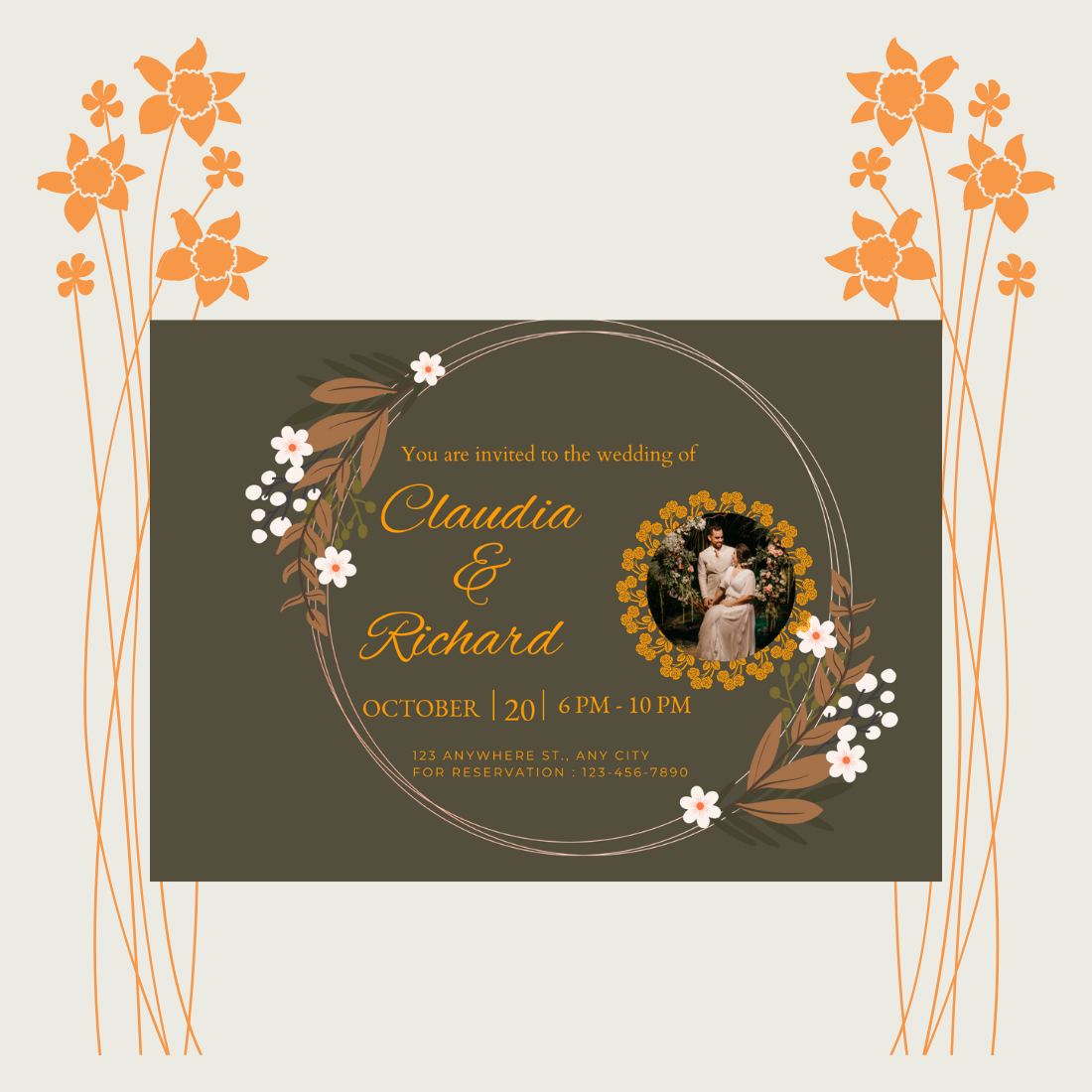 beautiful wedding invitation card cover image.