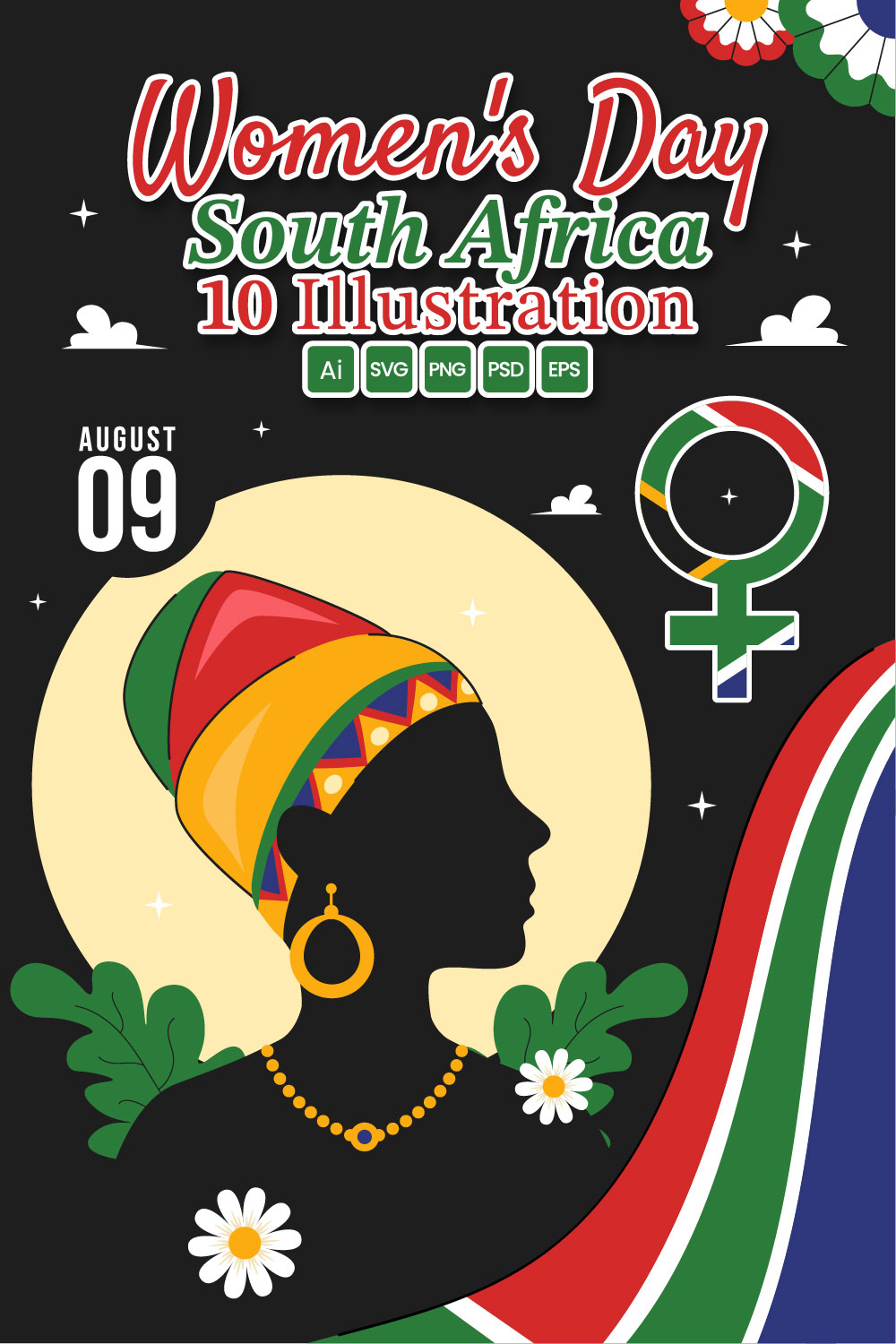 10 Women's Day in South Africa Illustration pinterest preview image.