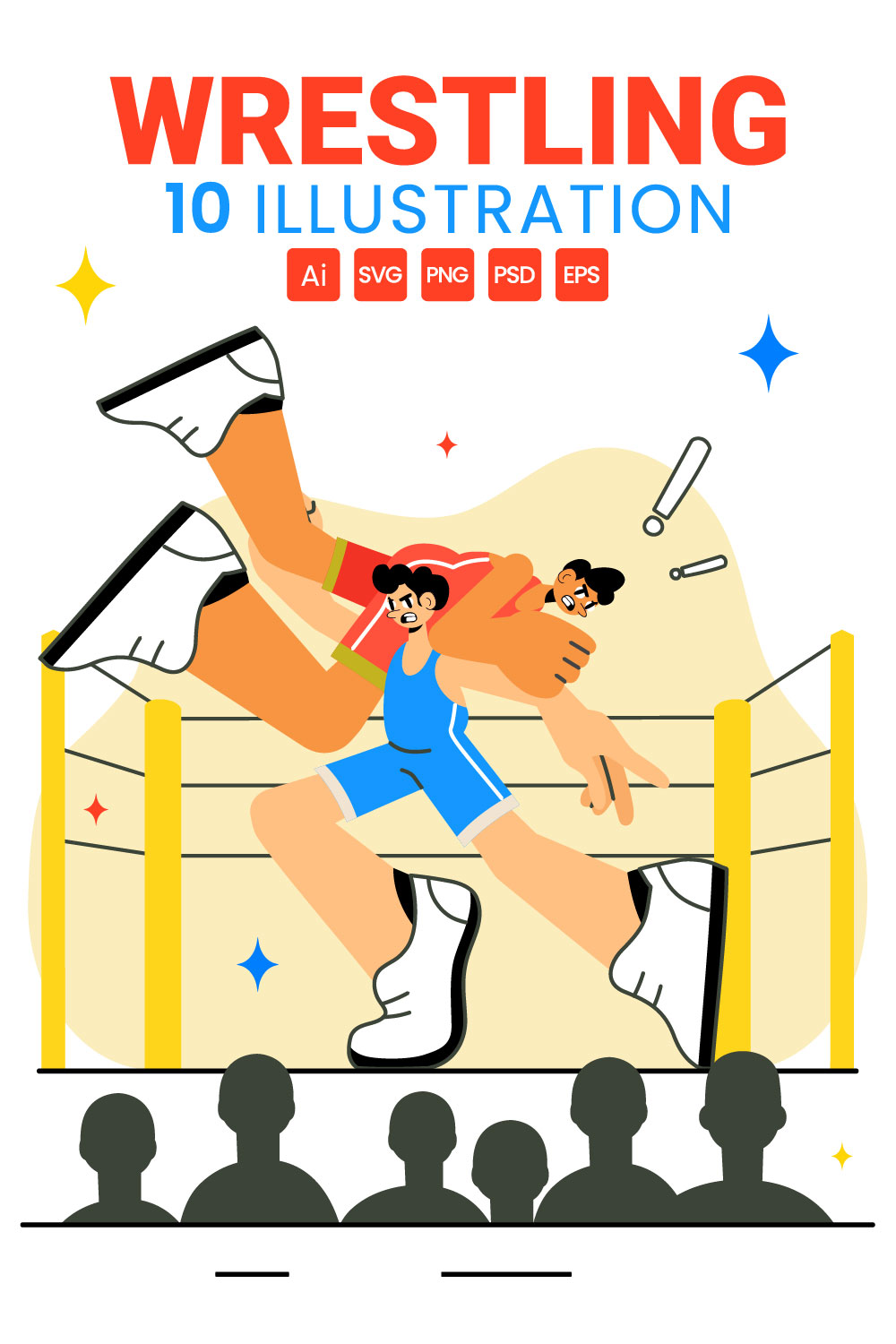 10 Wrestling Sport Illustration pinterest preview image.