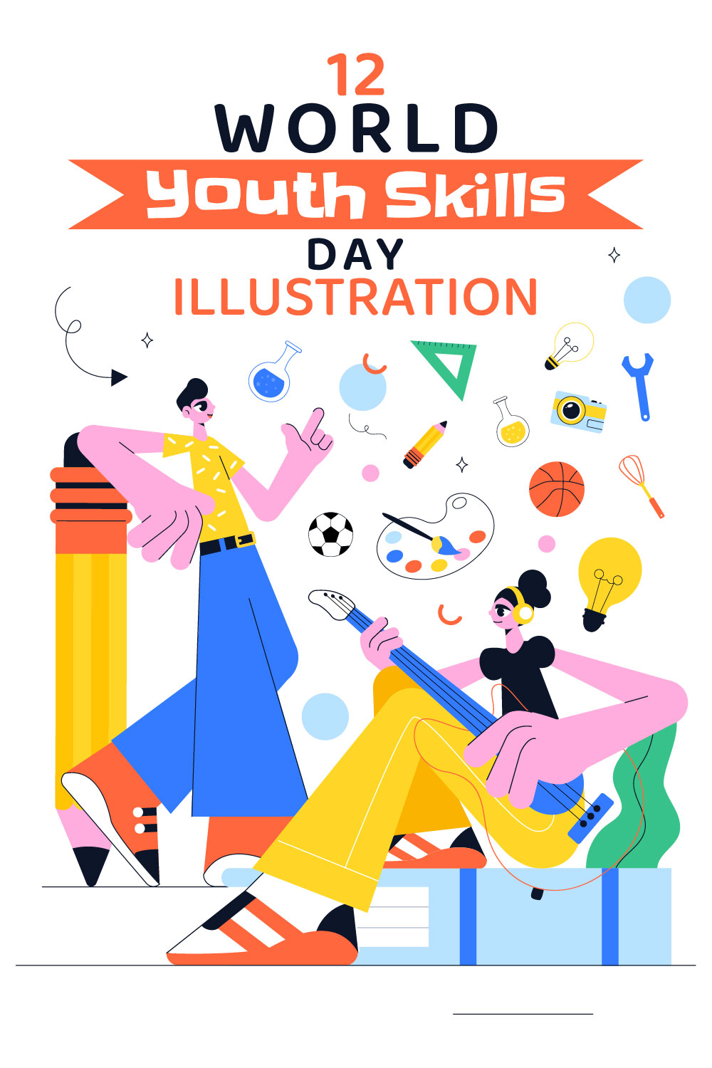 10 World Youth Skills Day Illustration pinterest preview image.