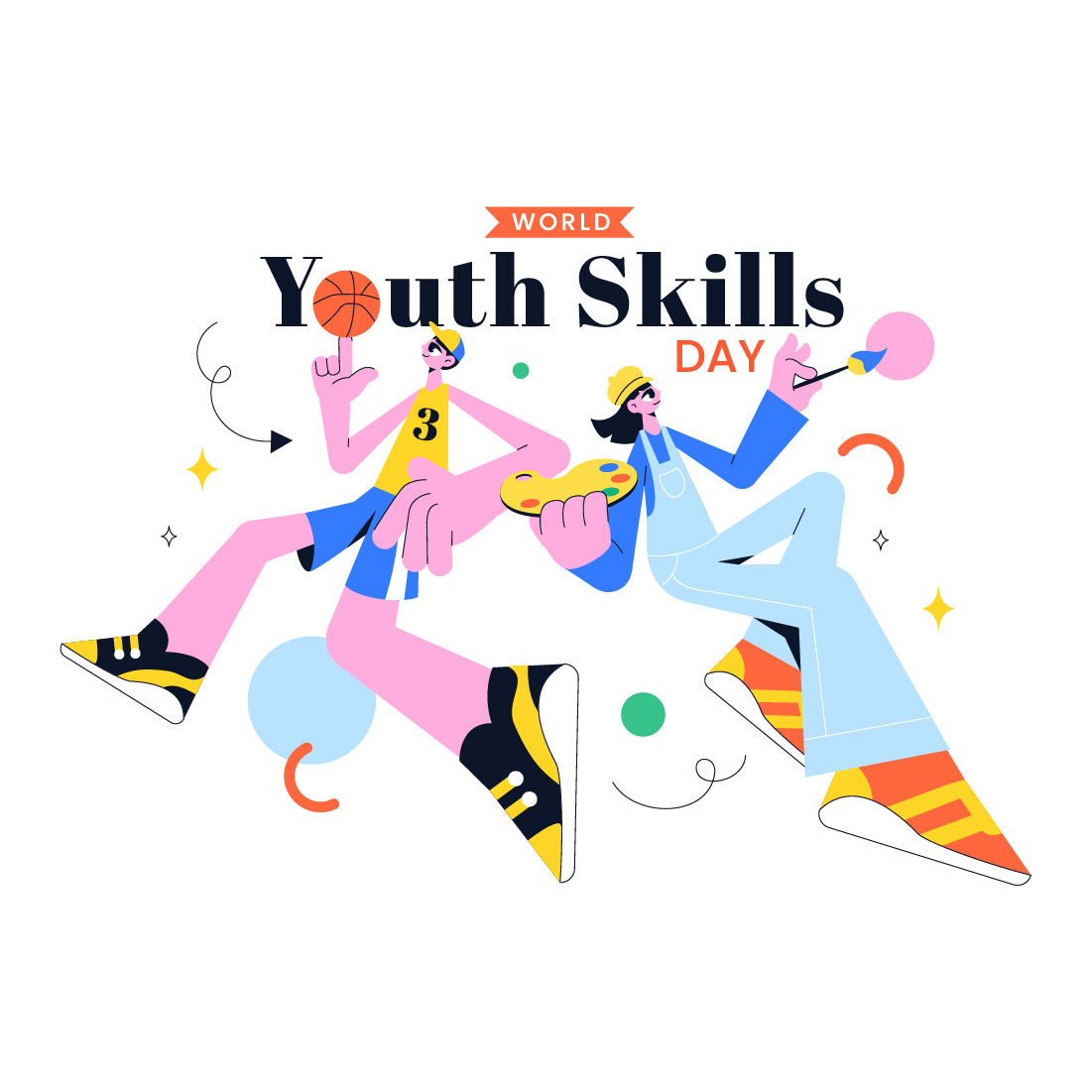 10 World Youth Skills Day Illustration preview image.