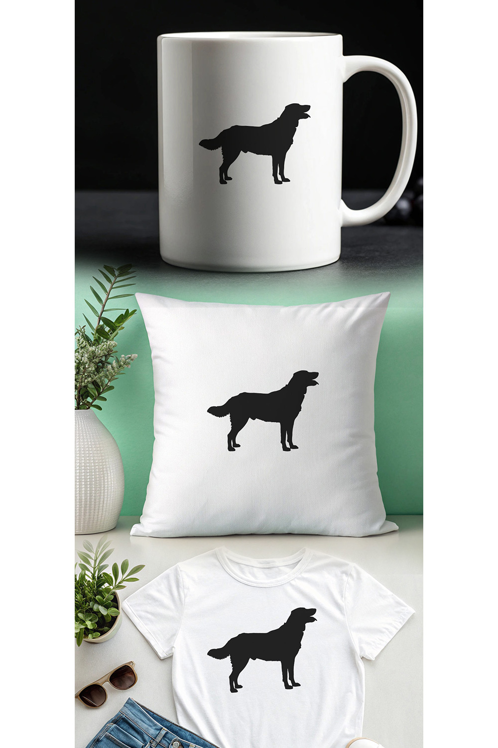 Dog Silhouette Different Pose Set pinterest preview image.