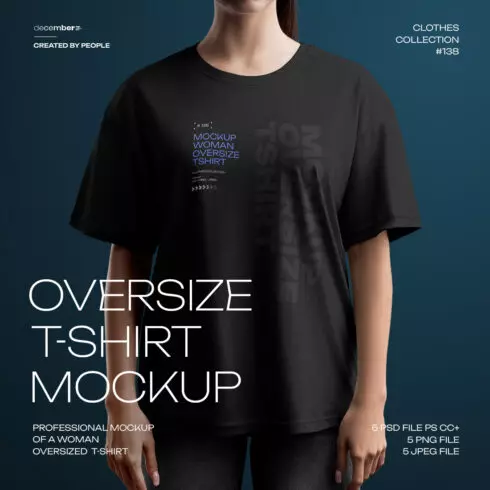 5 Mockups Woman Oversize T-Shirt cover image.