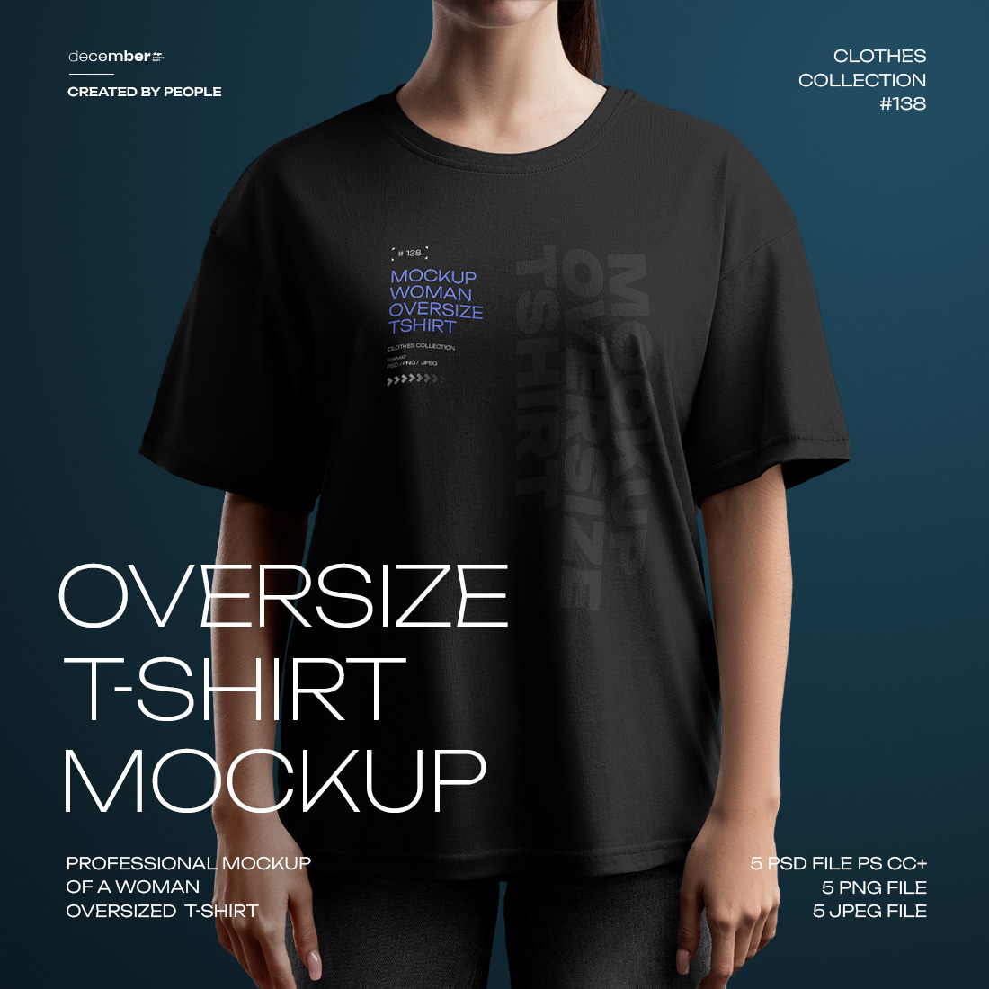 5 Mockups Woman Oversize T-Shirt cover image.