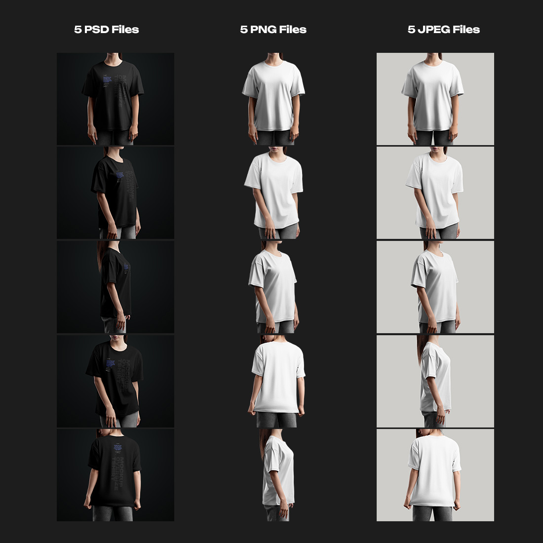5 Mockups Woman Oversize T-Shirt preview image.