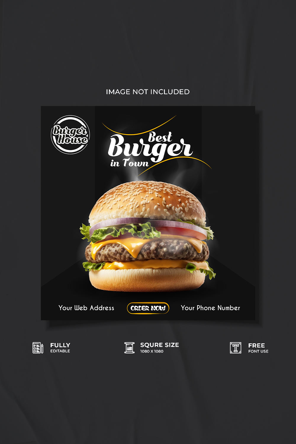 Restaurant burger promotional media poster design pinterest preview image.