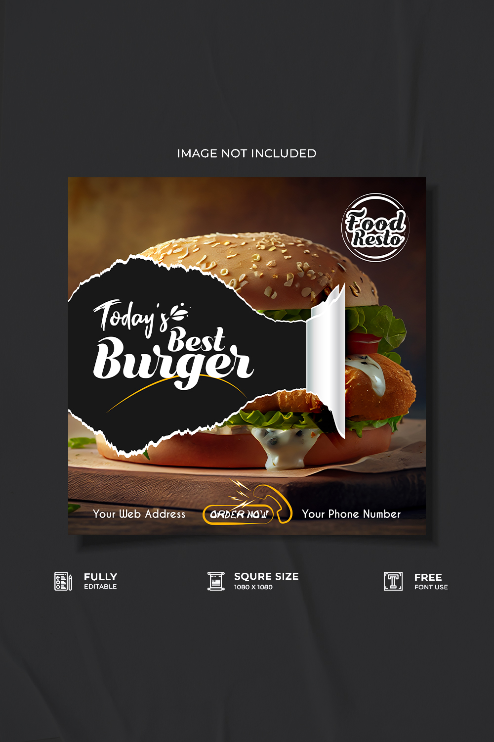 Restaurant burger promotional media poster design pinterest preview image.