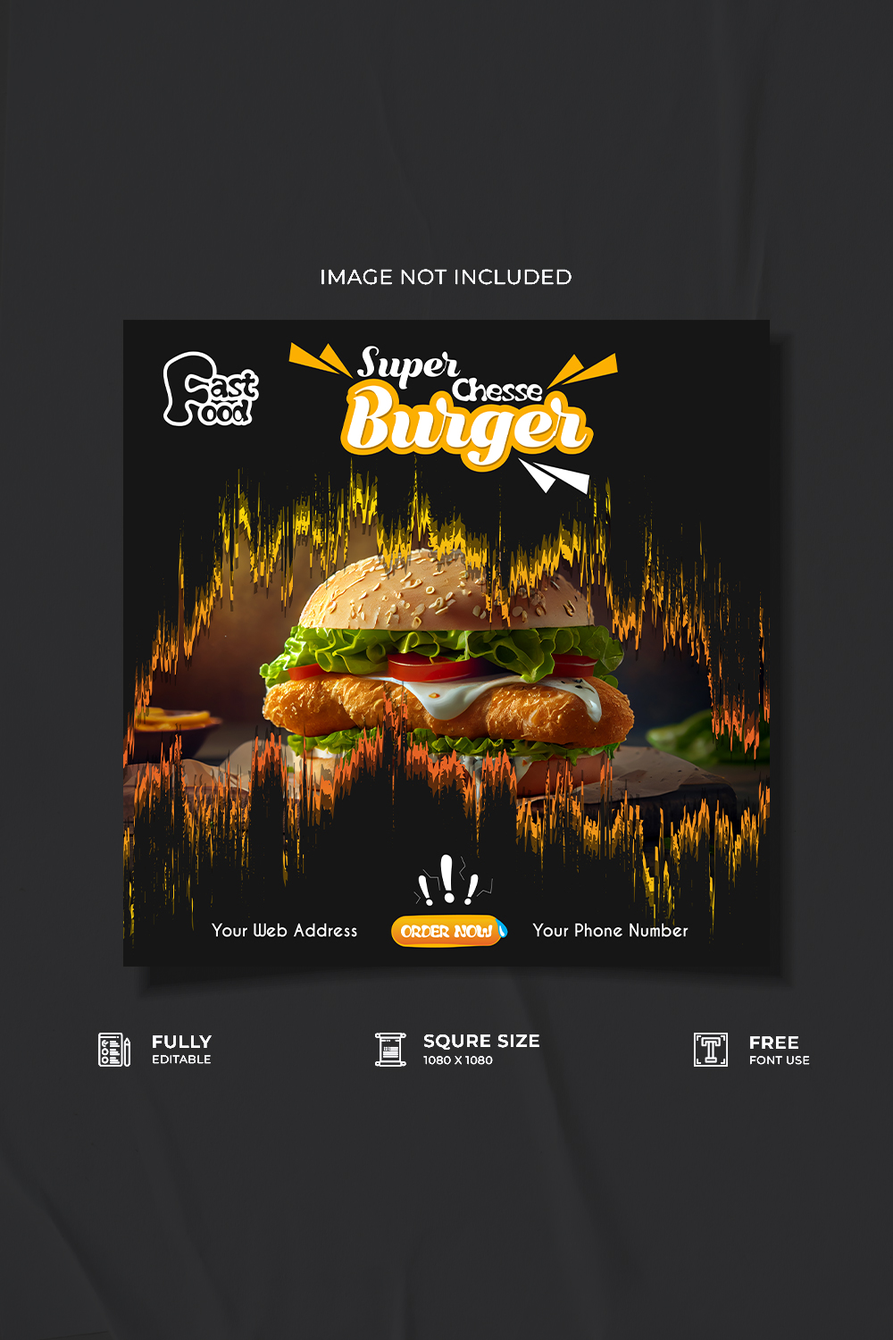 Restaurant burger promotional media poster design pinterest preview image.
