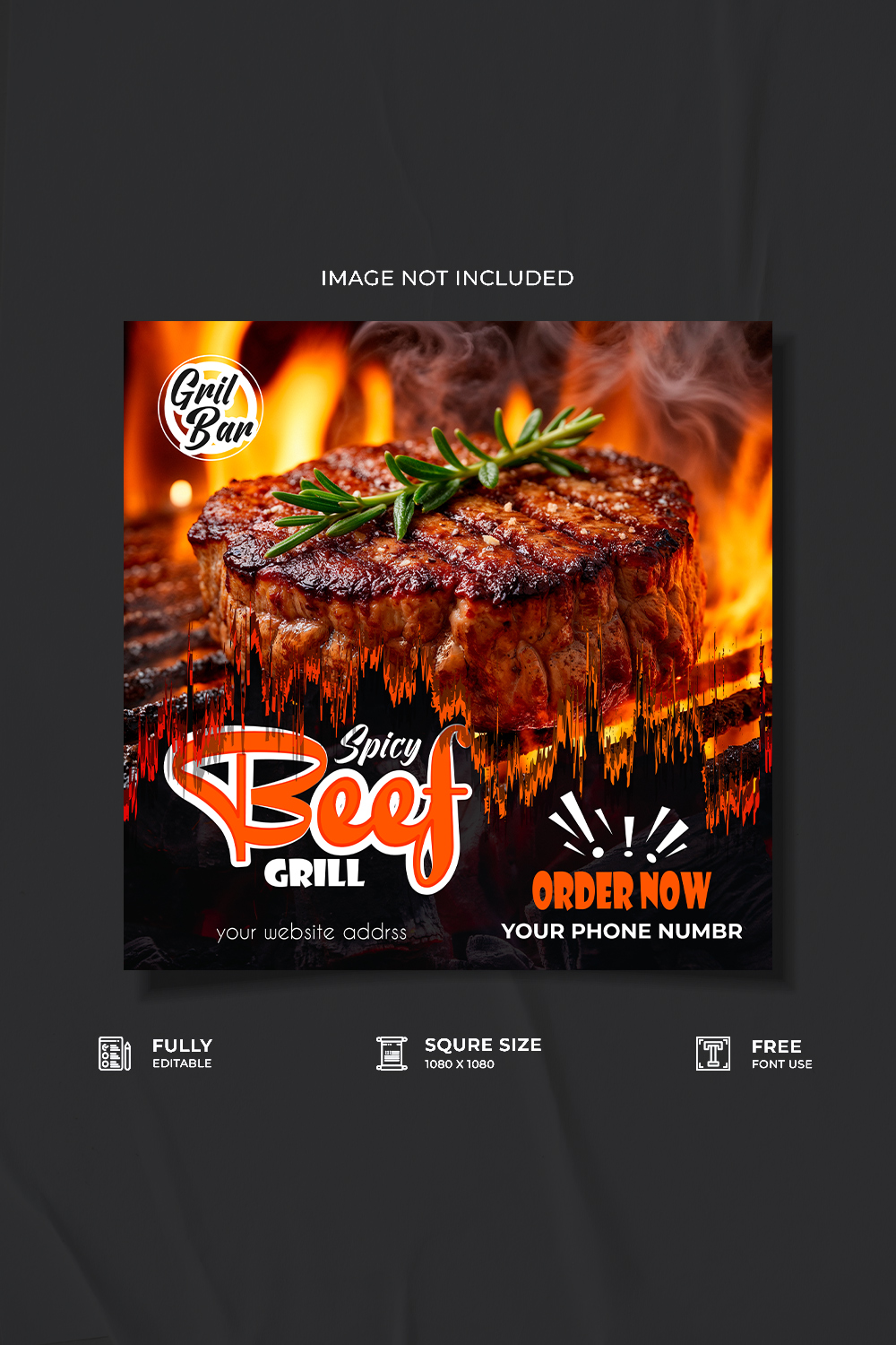 Restaurant burger promotional media poster design pinterest preview image.