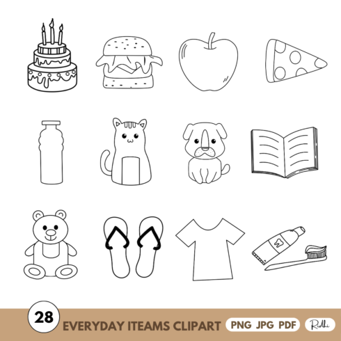 Everyday Items Clipart cover image.
